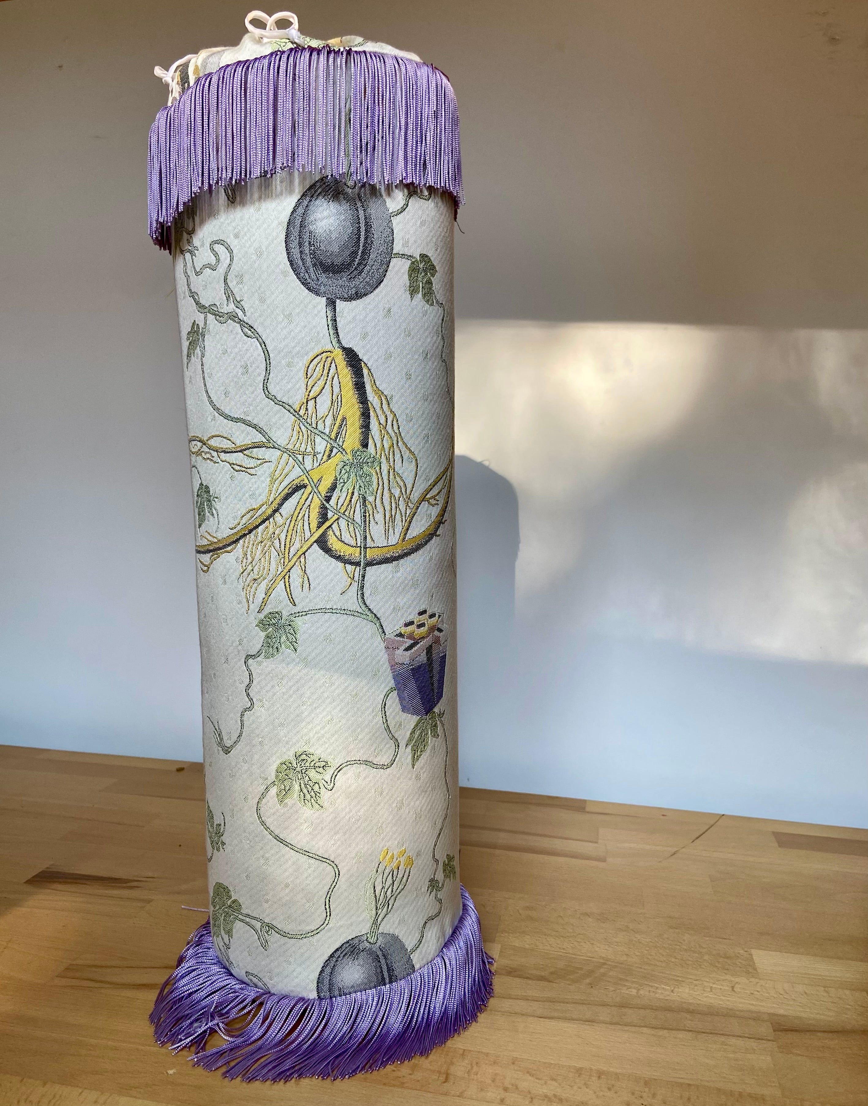 Brocade bolster pillow White