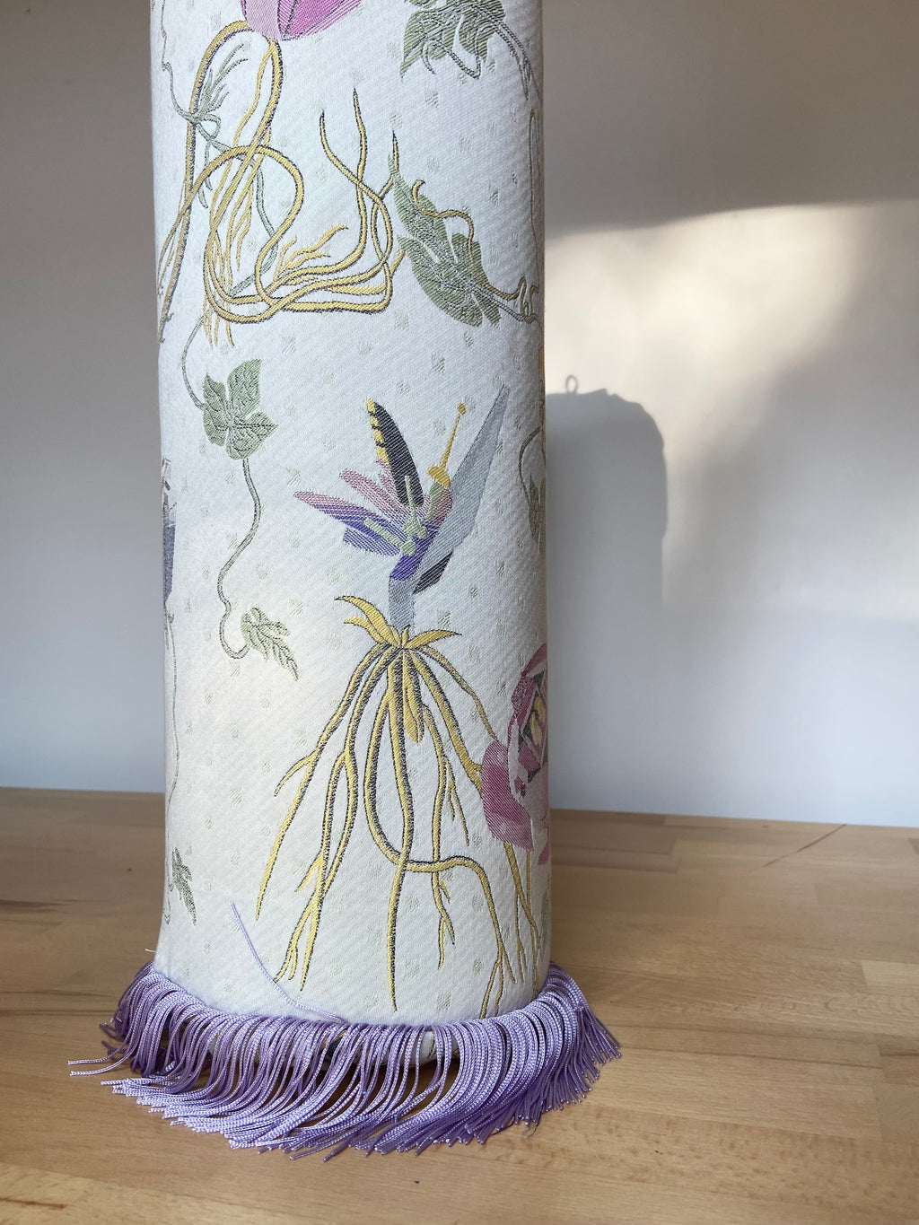 Brocade bolster pillow White