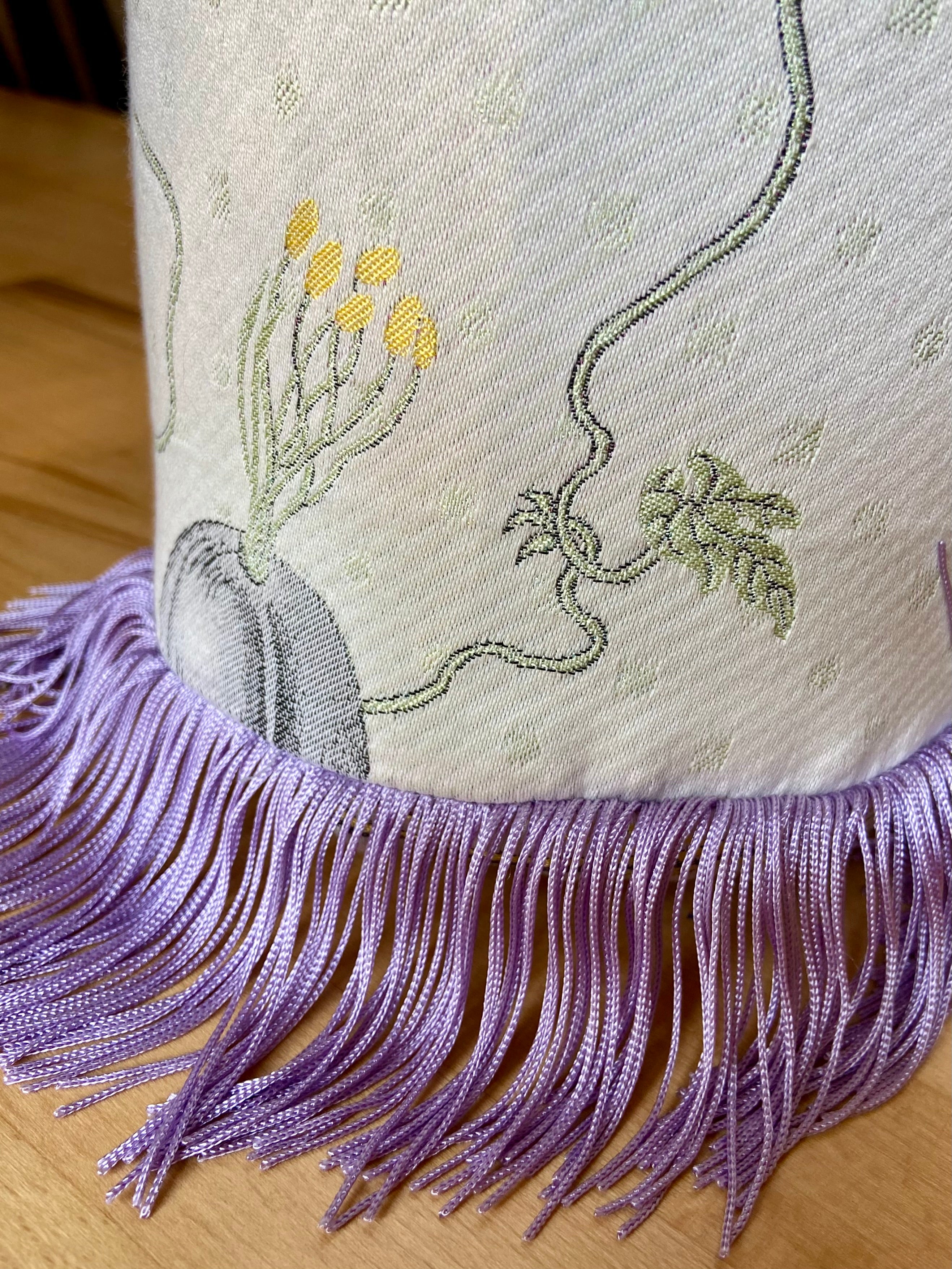 Brocade bolster pillow White