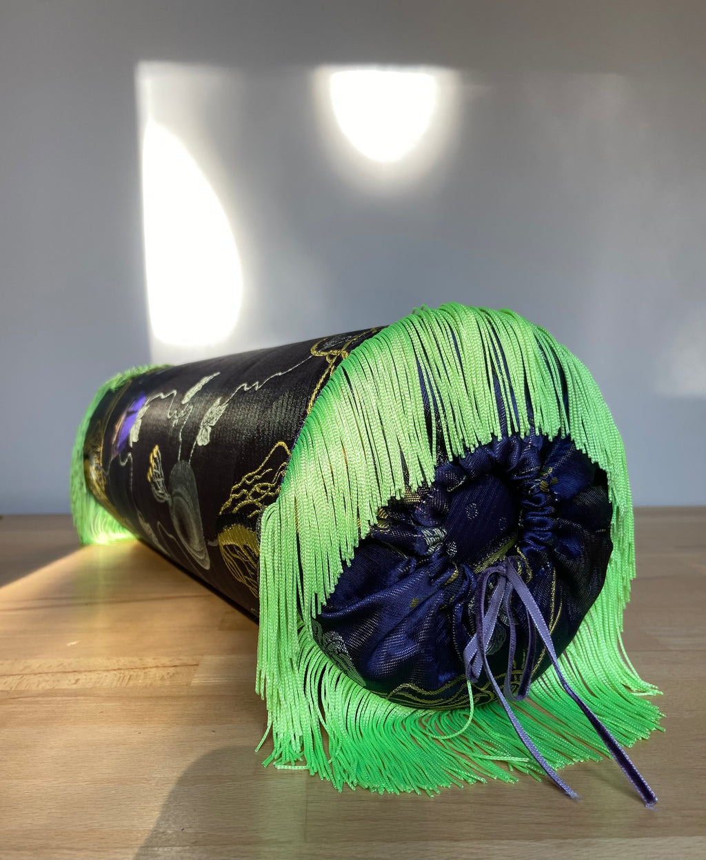 Brocade bolster pillow Blue