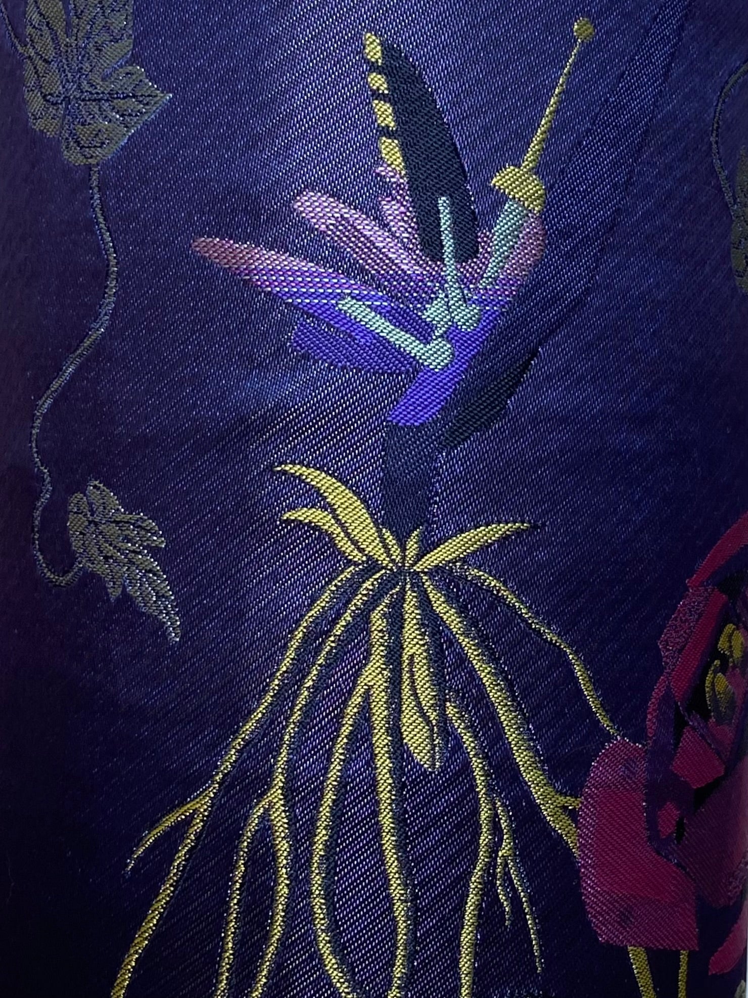 Brocade bolster pillow Blue