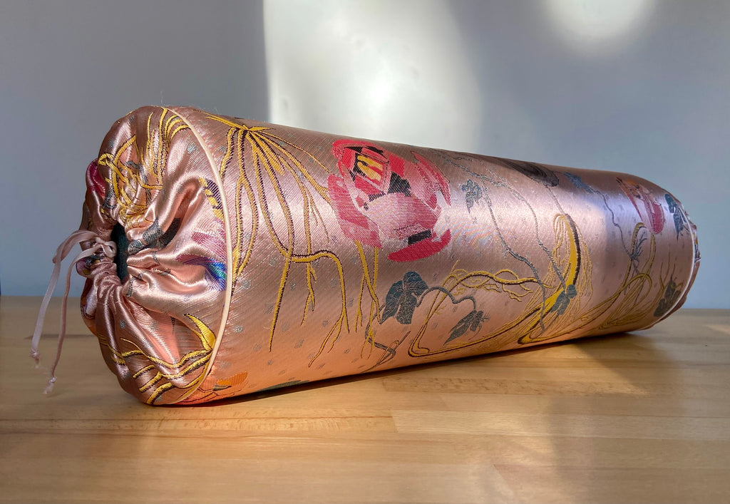 Brocade bolster pillow Pink